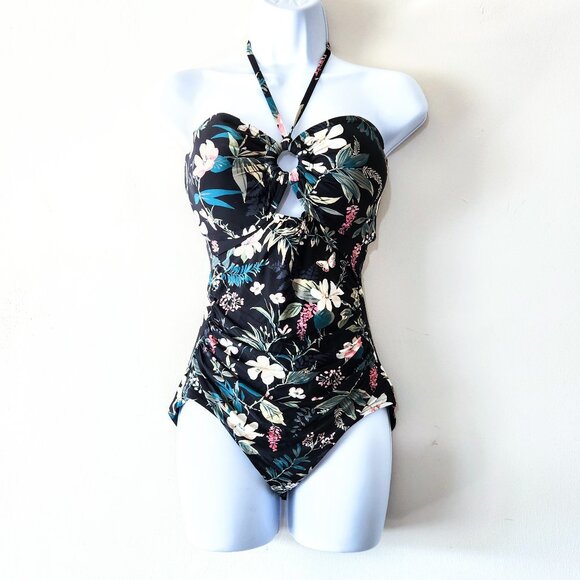 Kate Spade NY Women's Playa Carmen Bandeau Halter One-Piece Swimsuit Black - Picture 7 of 9